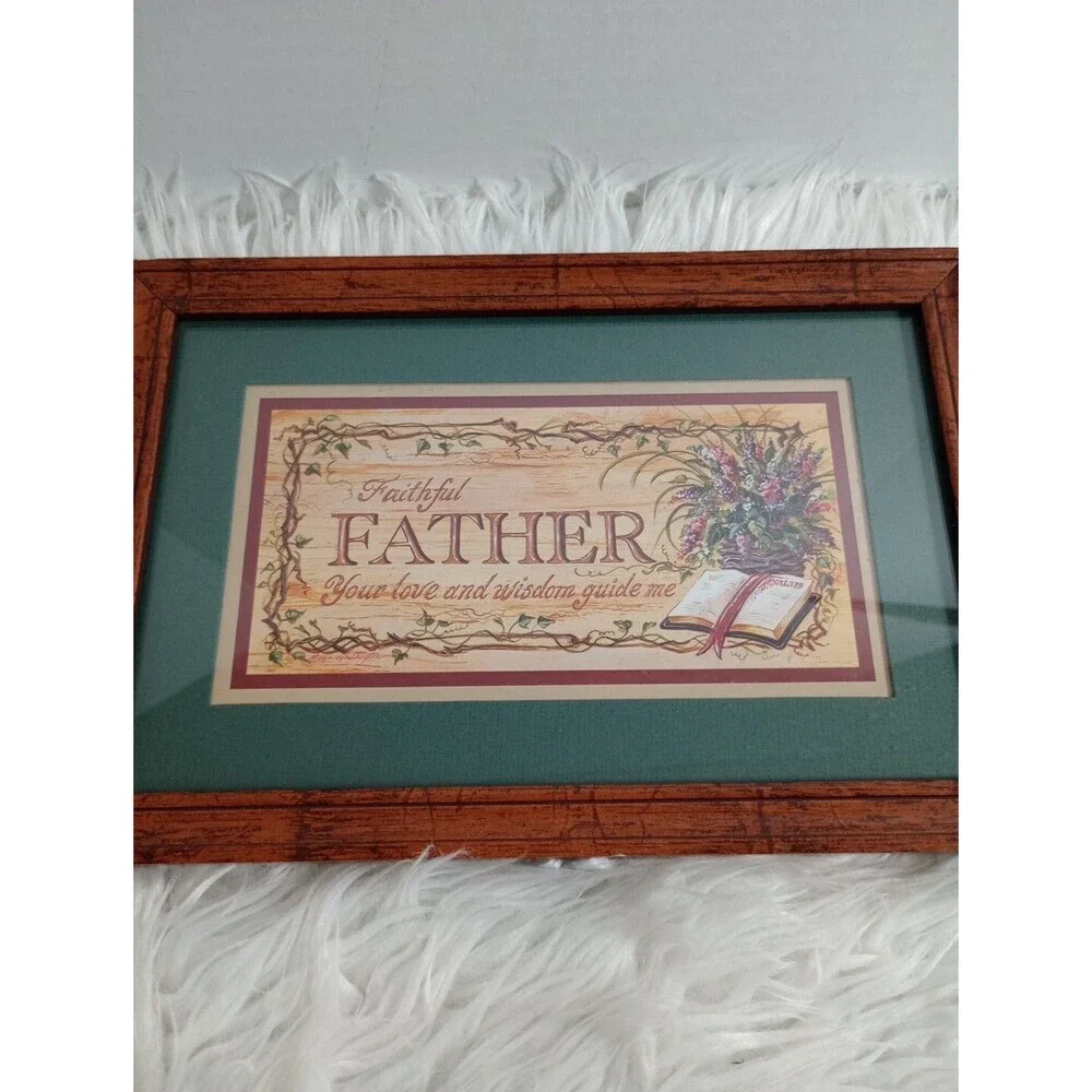 Vtg Home Interior Wood Frame Glass Picture Faithful Father by Márgi whittington